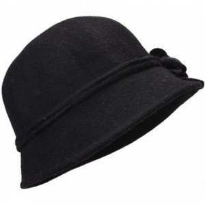 Bucket Hats Womens Retro Collapsible Soft Knit Wool Cloche Hat Bucket Flower A466 - Black - C3186XW592Z $16.68