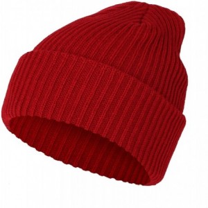 Skullies & Beanies Knitted Ribbed Beanie Hat Basic Plain Solid Watch Cap AC5846 - Loosetype_wine - C618KNMHIWW $28.87