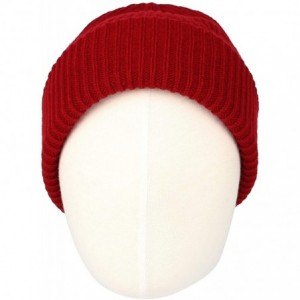 Skullies & Beanies Knitted Ribbed Beanie Hat Basic Plain Solid Watch Cap AC5846 - Loosetype_wine - C618KNMHIWW $17.68