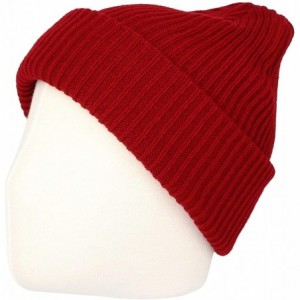 Skullies & Beanies Knitted Ribbed Beanie Hat Basic Plain Solid Watch Cap AC5846 - Loosetype_wine - C618KNMHIWW $17.68