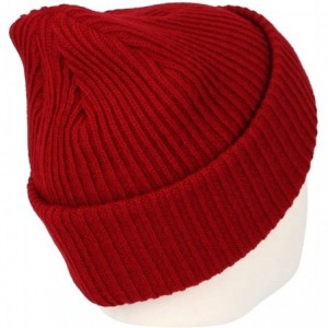 Skullies & Beanies Knitted Ribbed Beanie Hat Basic Plain Solid Watch Cap AC5846 - Loosetype_wine - C618KNMHIWW $17.68