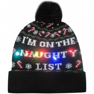 Bomber Hats LED Light-up Christmas Hat 6 Colorful Lights Beanie Cap Knitted Ugly Sweater Xmas Party - H - CA18ZMQXAY2 $13.99