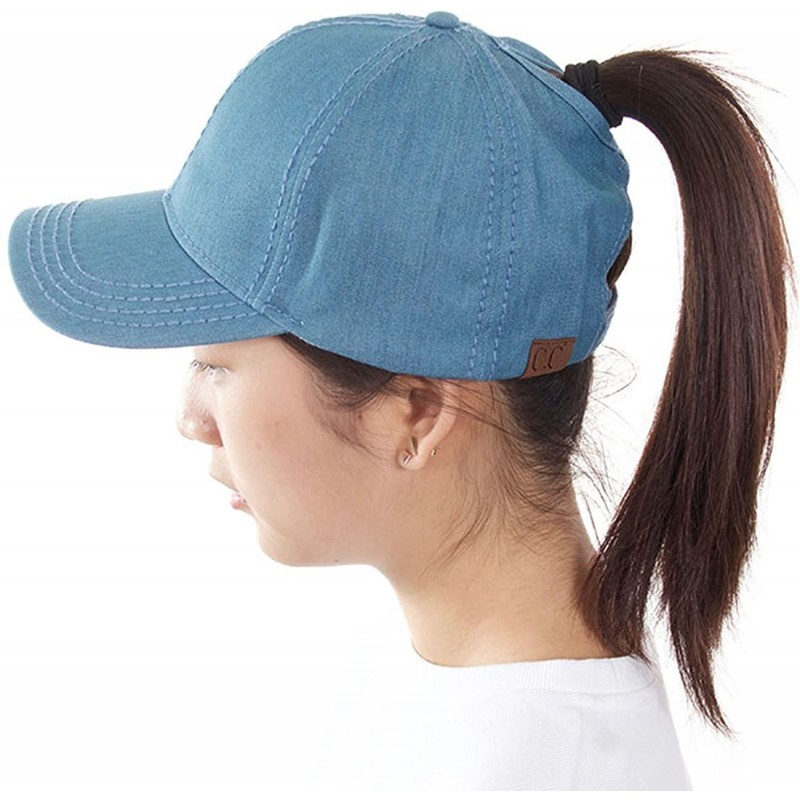 Baseball Caps Solid Color Messy High Buns Ponycap Ponytail Baseball Adjustable Cap Hat - Teal - C3183QM78AA $16.59