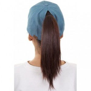 Baseball Caps Solid Color Messy High Buns Ponycap Ponytail Baseball Adjustable Cap Hat - Teal - C3183QM78AA $16.59