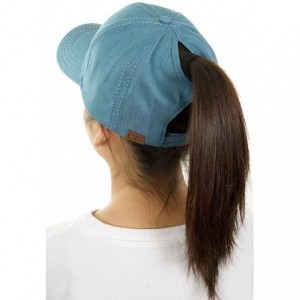 Baseball Caps Solid Color Messy High Buns Ponycap Ponytail Baseball Adjustable Cap Hat - Teal - C3183QM78AA $16.59