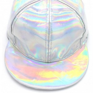 Baseball Caps Shiny Holographic Baseball Cap Laser Leather Rainbow Reflective Glossy Snapback Hats - Silver-1 - CF18T7068E7 $...