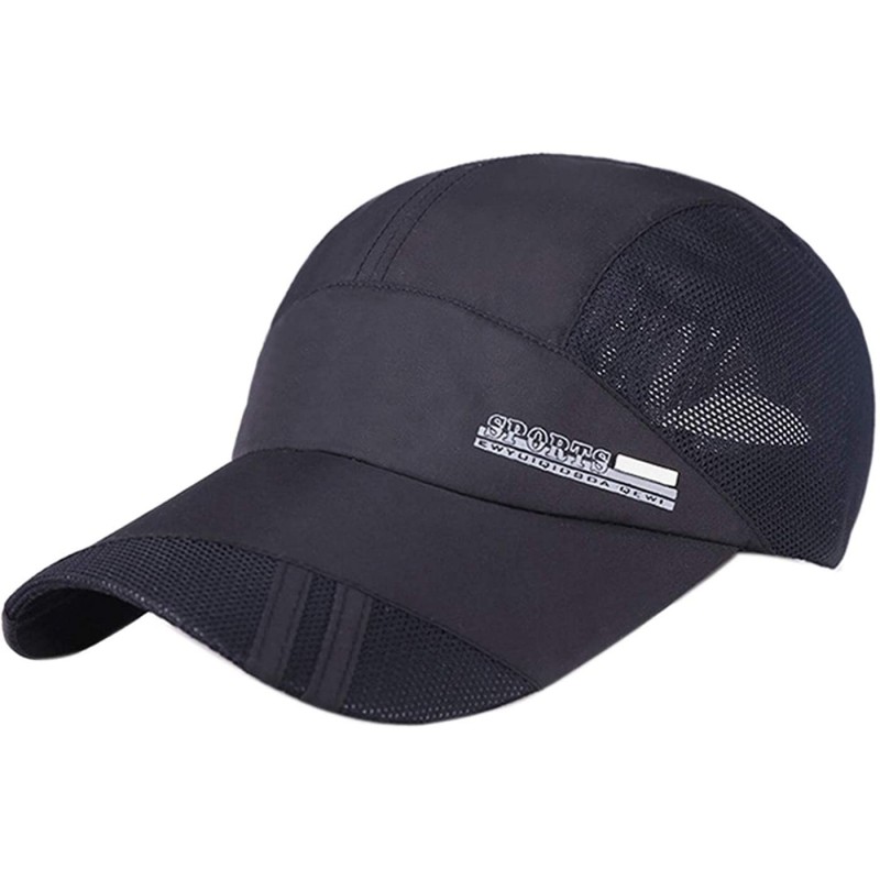 Baseball Caps Men's Summer Outdoor Sport Baseball Cap Mesh Hat Running Visor Sun Caps - Black-1 - CL18RO4DXU8 $14.77