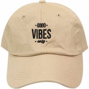 Baseball Caps Good Vibes Only Cotton Baseball Caps - Khaki - CU184AO3LD4 $12.76