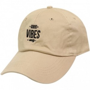 Baseball Caps Good Vibes Only Cotton Baseball Caps - Khaki - CU184AO3LD4 $12.76