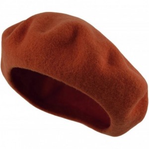 Berets Traditional Women's Men's Solid Color Plain Wool French Beret One Size - Rust - C7189YI6LRM $10.87