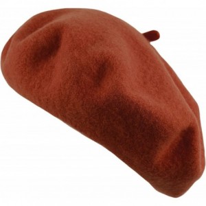 Berets Traditional Women's Men's Solid Color Plain Wool French Beret One Size - Rust - C7189YI6LRM $10.87