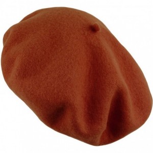 Berets Traditional Women's Men's Solid Color Plain Wool French Beret One Size - Rust - C7189YI6LRM $10.87