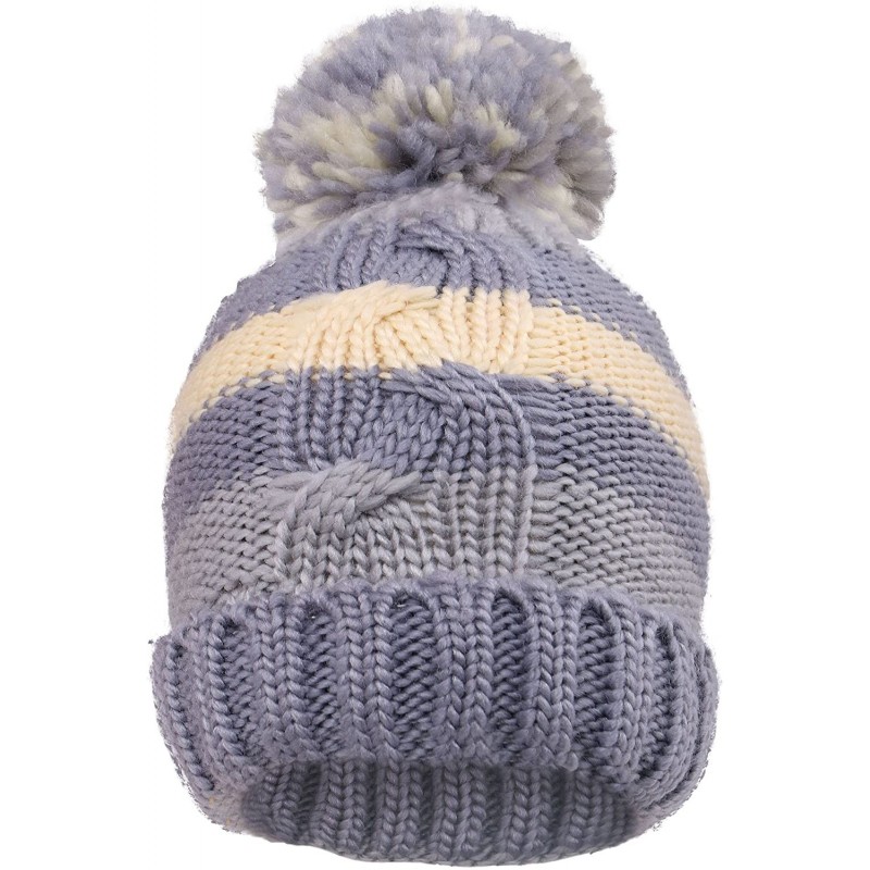 Skullies & Beanies Boys Girls Kids Knit Beanie with Pompom Toddlers Winter Hat Cap - Gray - CW18539RS8C $12.06