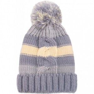 Skullies & Beanies Boys Girls Kids Knit Beanie with Pompom Toddlers Winter Hat Cap - Gray - CW18539RS8C $12.06