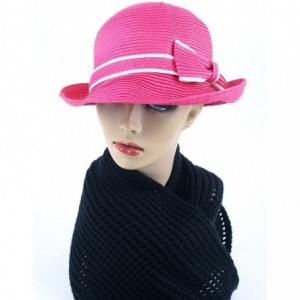 Bucket Hats Women's Classic Straw Cloche Bow Hat 960HF - Pink - C011B0ART5J $37.87