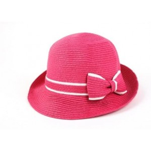 Bucket Hats Women's Classic Straw Cloche Bow Hat 960HF - Pink - C011B0ART5J $15.65