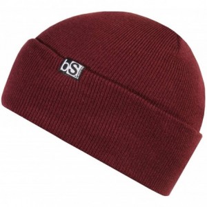 Skullies & Beanies Essential Beanie Hat with Flip Tag Multi-Season Headwear for Men and Women (One Size) - Maroon - C518DO899...