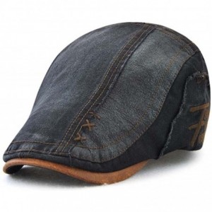 Newsboy Caps Suede Fabric Flat Cap Gatsby Duckbill Newsboy Ivy Irish Cabbie Scally Hat - Black - CN18G4K882X $14.56