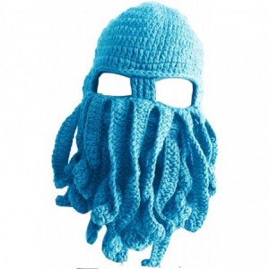 Skullies & Beanies Knit Beard Octopus Hat Mask Beanies Handmade Funny Party Caps with Wig Hair Winter - CJ1855GX3L2 $17.53