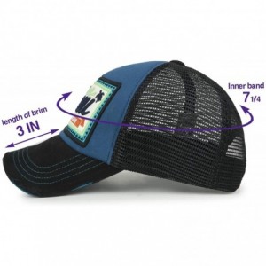 Baseball Caps Maui Embroidery Patch Casual Mesh Baseball Cap Distressed Trucker Hat - Blue Green - CZ196WMREDR $18.67