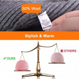 Skullies & Beanies 50% Wool Short Knit Fisherman Beanie for Men Women Winter Cuffed Hats - Wine Red - CC18AA0RAU2 $10.48