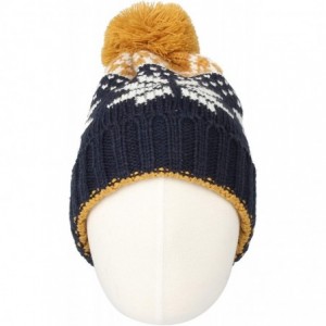 Skullies & Beanies Knit Fairs Isle Nordic Bobble Pom Beanie Hat JZP0026 - Yellow - CH18L2D372R $17.13