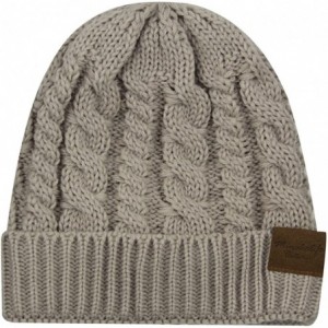 Skullies & Beanies Women's Winter Beanie Warm Fleece Lining - Thick Slouchy Cable Knit Hat - Beige - CC12MAZ2ADP $9.65