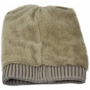 Skullies & Beanies Women's Winter Beanie Warm Fleece Lining - Thick Slouchy Cable Knit Hat - Beige - CC12MAZ2ADP $9.65