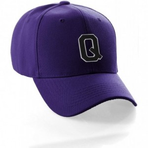 Baseball Caps Classic Baseball Hat Custom A to Z Initial Team Letter- Purple Cap White Black - Letter Q - CI18NXW9923 $12.07