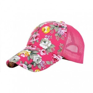 Baseball Caps Snapback Baseball Cap Floral Perforated Ball Caps Golf Hats Summer Mesh Hat for Women Teens Girls - Hot Pink - ...