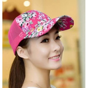 Baseball Caps Snapback Baseball Cap Floral Perforated Ball Caps Golf Hats Summer Mesh Hat for Women Teens Girls - Hot Pink - ...