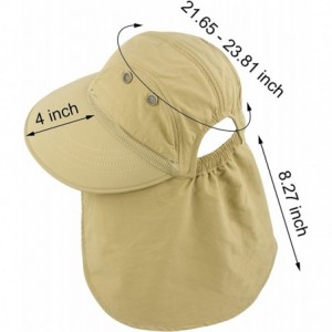 Sun Hats Womens Ponytail Summer Sun UV Protection Wide Brim Beach Fishing Hat with Neck Flap - Khaki - CH1949ZIS2L $14.91