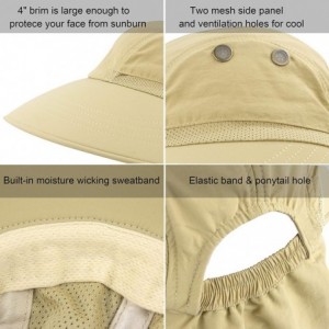 Sun Hats Womens Ponytail Summer Sun UV Protection Wide Brim Beach Fishing Hat with Neck Flap - Khaki - CH1949ZIS2L $14.91