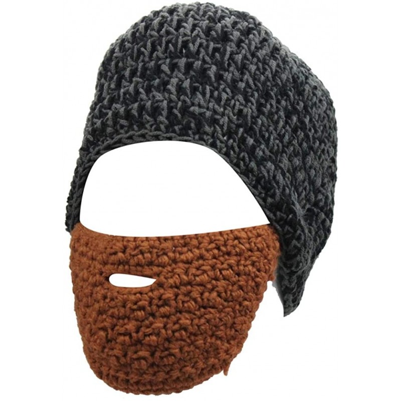 Bomber Hats Women's Beard Mustache Knitted Striped PHat Hip Hop Beanie Cap - Gray-brown - C618Q3DIQQ8 $12.86