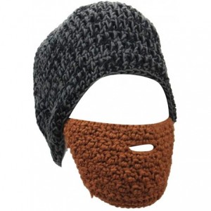 Bomber Hats Women's Beard Mustache Knitted Striped PHat Hip Hop Beanie Cap - Gray-brown - C618Q3DIQQ8 $12.86