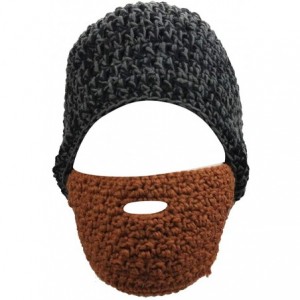 Bomber Hats Women's Beard Mustache Knitted Striped PHat Hip Hop Beanie Cap - Gray-brown - C618Q3DIQQ8 $12.86