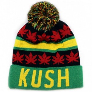 Skullies & Beanies Sk1160 Kush Leaves Pom Pom Beanie Hats - Jamaica - C011Q9BF4QL $9.21