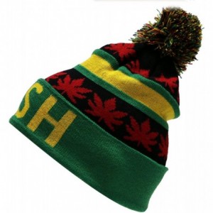 Skullies & Beanies Sk1160 Kush Leaves Pom Pom Beanie Hats - Jamaica - C011Q9BF4QL $9.21