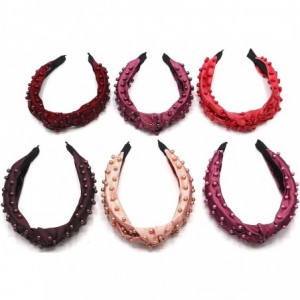 Headbands New York- Women's Fashion- Trendy Knotted Pearl Structured Headband - Burgundy/Burgundy Pearl - CX18Y67WXQ9 $30.06