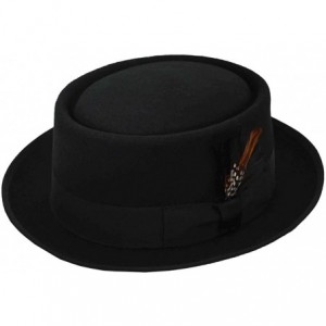 Fedoras Men's Pork Pie Wool Felt Fedora Black - C5188Z0O0GT $38.32