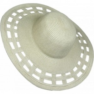 Sun Hats Cute Straw Derby Sun Hat w/Square Cut-Outs- Wide Brim Floppy Beach Cap - Natural - CI17Y28K4N9 $19.16