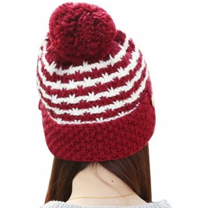 Skullies & Beanies Women's Beard Mustache Knitted Striped PHat Hip Hop Beanie Cap - Rust - CY11S8E0W7N $9.20