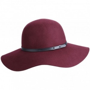 Fedoras Wide Brimmed 100% Wool Felt Floppy Hat Vintage Women Warm Trilby Hats - Burgundy - CH18YLRXGUU $79.55