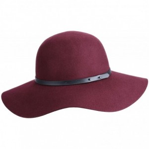 Fedoras Wide Brimmed 100% Wool Felt Floppy Hat Vintage Women Warm Trilby Hats - Burgundy - CH18YLRXGUU $43.05