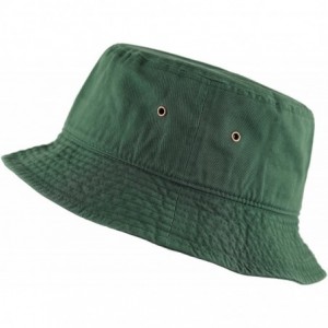 Bucket Hats Unisex 100% Cotton Packable Summer Travel Bucket Beach Sun Hat - Dark Green - CJ17WUCDC7U $12.43
