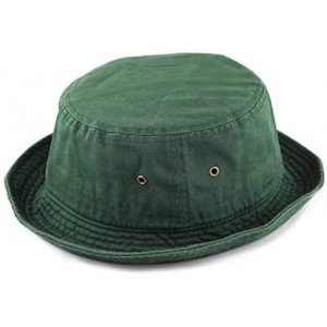 Bucket Hats Unisex 100% Cotton Packable Summer Travel Bucket Beach Sun Hat - Dark Green - CJ17WUCDC7U $12.43