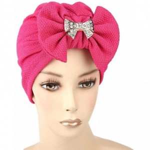 Skullies & Beanies Womens Bowknot Turban Headwear Puggaree - Rose Red6 - C818H05WUQC $15.10