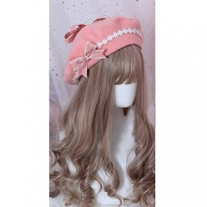 Berets Women's Girl's Lolita Cat's Butt Ladies Painter Hat Berets with Bowknot - Pink - C018LLC5TQD $15.06