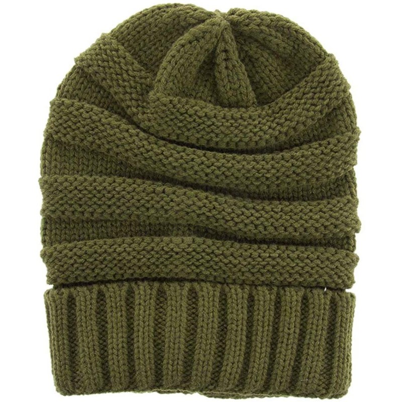 Skullies & Beanies Winter Hat for Women Snug Beanie Hat Chunky Knit Stocking Cap Soft Warm Cute - Green - C51888SLLT6 $9.58