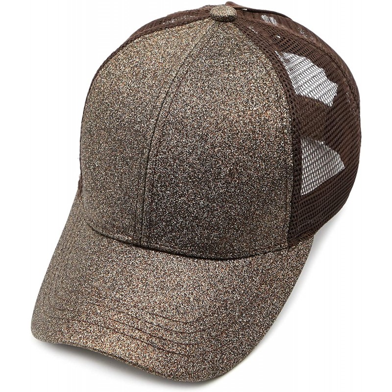 Baseball Caps Hatsandscarf Ponytail caps Messy Buns Trucker Plain Baseball Cap (BT-6) - Glitter-smoky Topaz - C218Q3CIUXS $13.22